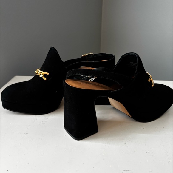 Bernardo Napa Platform Sling-Back Black Kid Suede Shoes Made in Brazil Size 7.5 - Picture 3 of 8